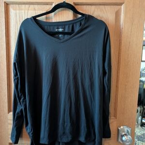 Wander Black V-Neck  Layering Long Sleeve Top Thumb Holes Size M